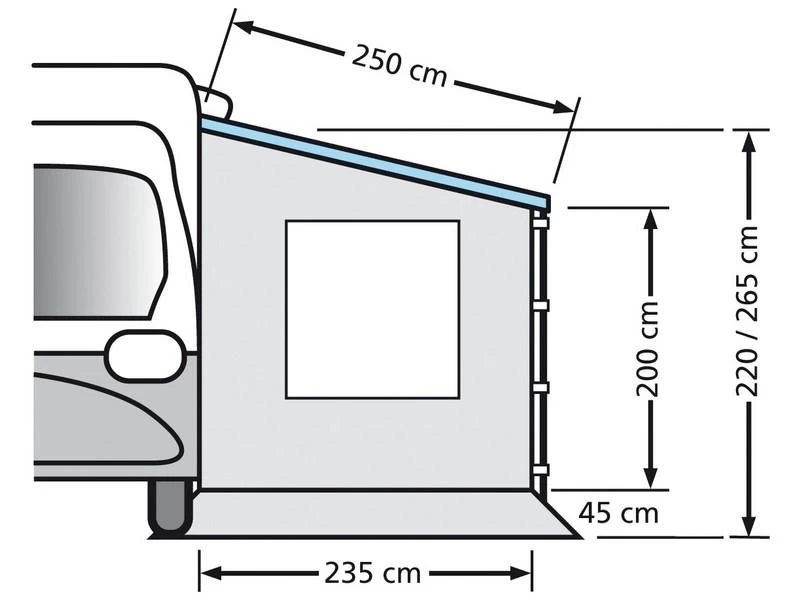 Eurotrail Zijwand Cassetteluifel Met Raam 220 4 Eurotrail Zijwand Cassetteluifel Met Raam 220 - Afbeelding 2