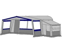 Te Velde Voortent De Vaart Standaard 310 Cm. -Goedkope Camping Winkel te velde voortenten met uitbouw en luifel de vaart standaard blauw33